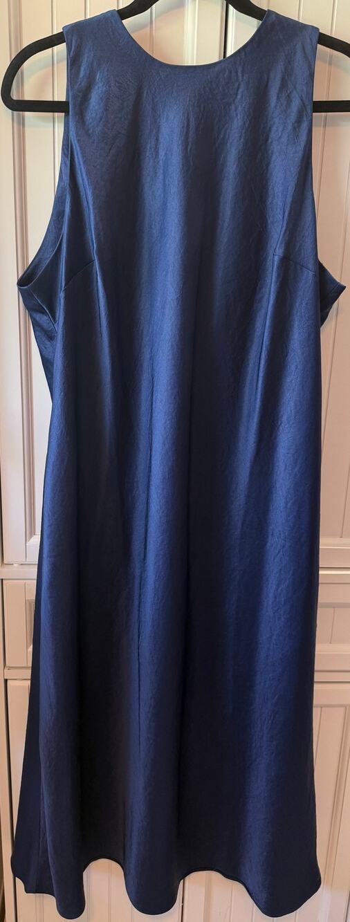 NWT Madewell Satin Sleeveless Midi Dress Size XLP Navy NWT